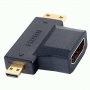 Переходник PERFEO HDMI A розетка - HDMI D (micro HDMI) вилка + HDMI C (mini HDMI) вилка